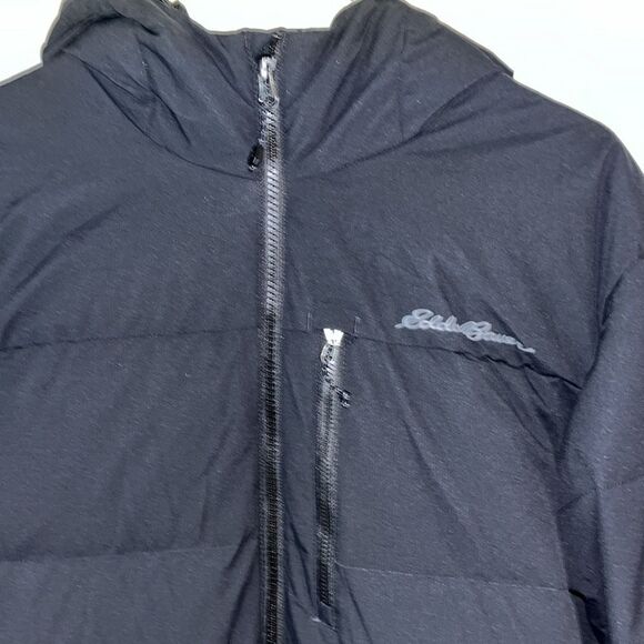 New $275 Eddie Bauer EB550 Mens Black Down Filled hooded parka coat Jacket L - Picture 3 of 5
